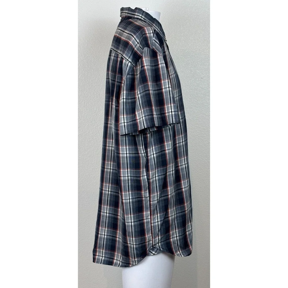 North Face Mens Plaid Button Down Short Sleeve Shirt XL Blue Classic Outdoors